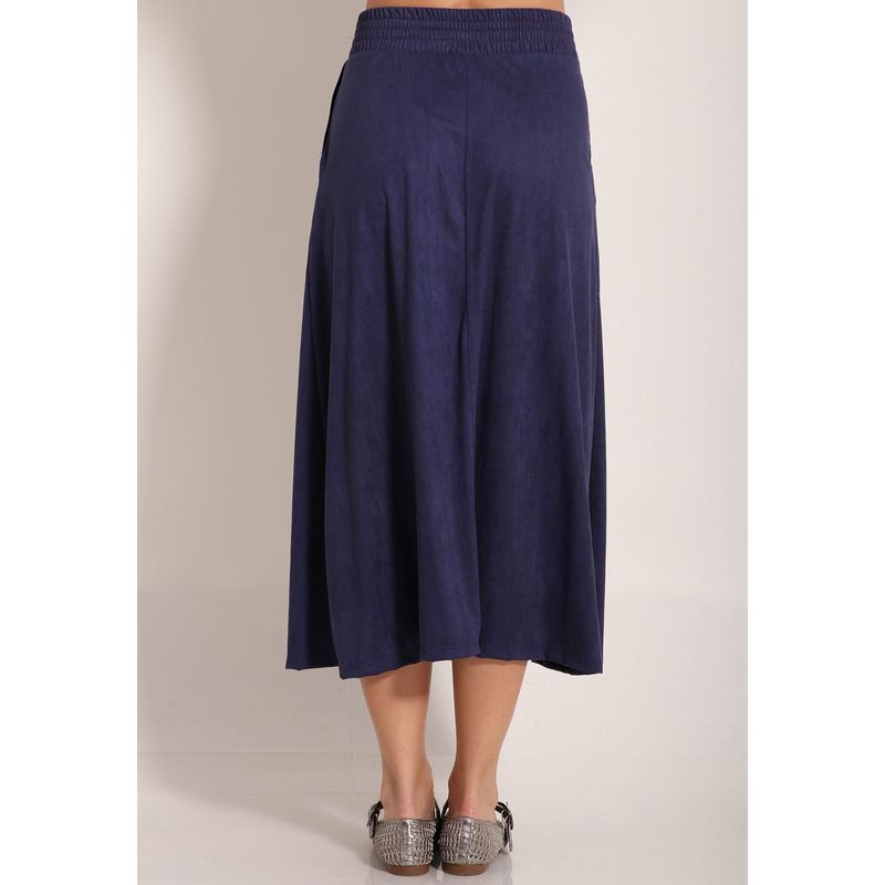 Saia Suede Midi Com Bolso Chapado