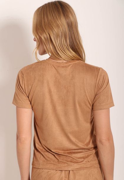 Camiseta Suede Feminina Casual