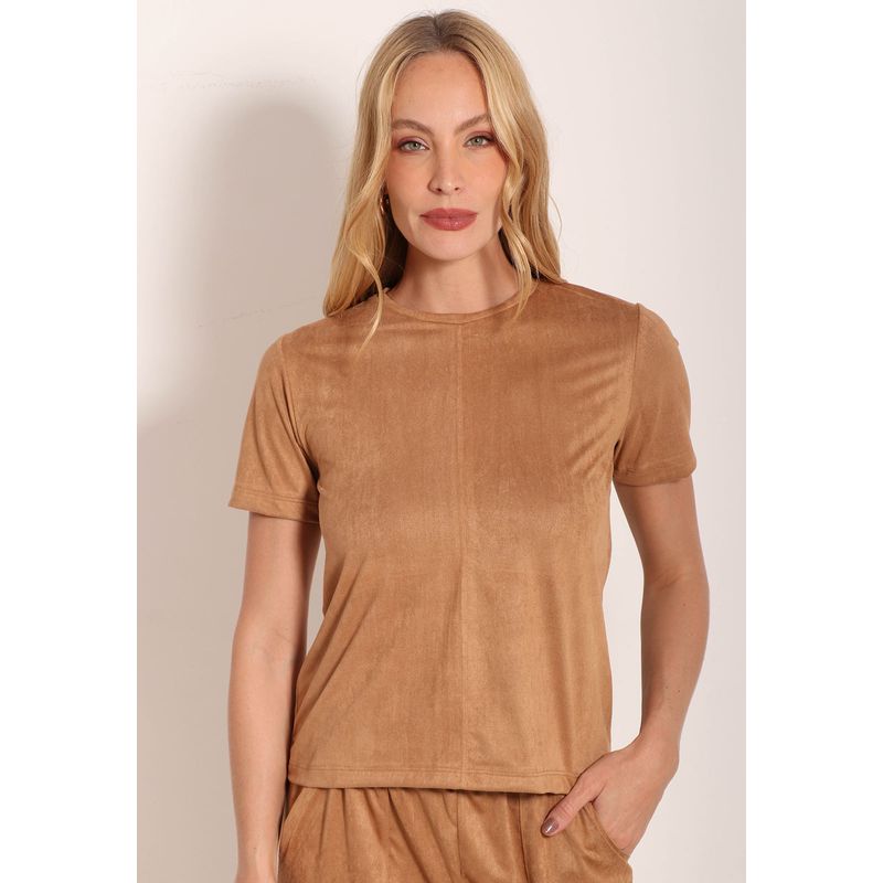 Camiseta Suede Feminina Casual