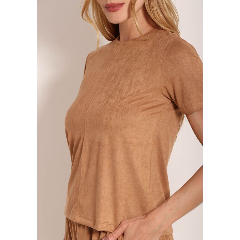 Camiseta Suede Feminina Casual