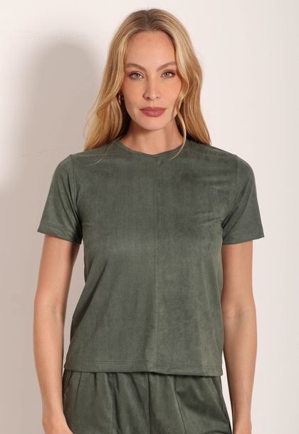 Camiseta Suede Feminina Casual