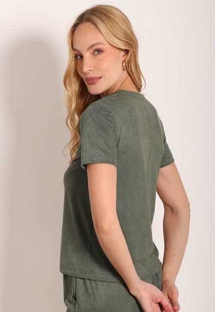 Camiseta Suede Feminina Casual