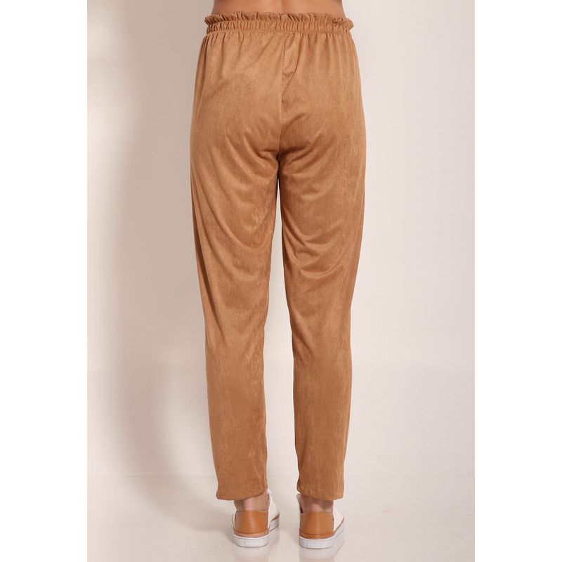 Calça Feminina Suede Reta Com Bolso Chapado