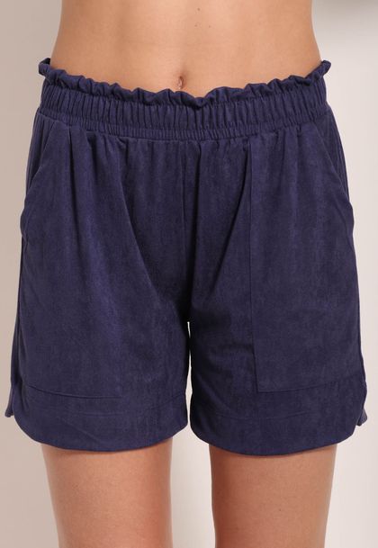 Short Suede Com Bolso Chapado