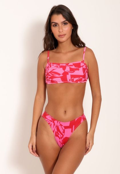 Conjunto Top Com Bojo e Calcinha Anatômica - Pink Cajuart