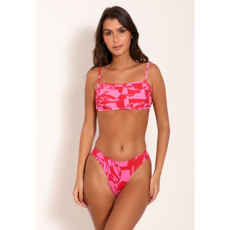Conjunto Top Com Bojo e Calcinha Anatômica - Pink Cajuart