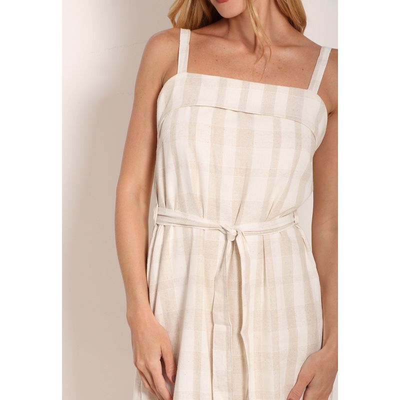 Vestido Linho Breeze Midi com Fenda Lateral