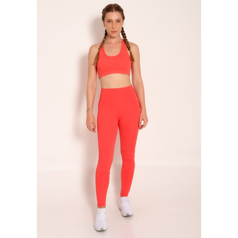 Conjunto Fitness Top Sem Bojo e Calça de Alta Compressão