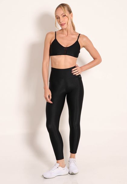 Conjunto Fitness Top Com Recortes e Calça Legging New Ikat
