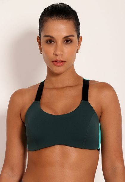Top Tech Fitness Bicolor Nadador com Vazado Kelp