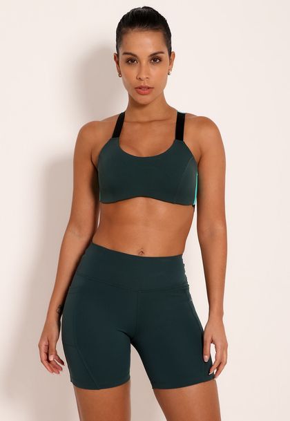 Top Tech Fitness Bicolor Nadador com Vazado Kelp
