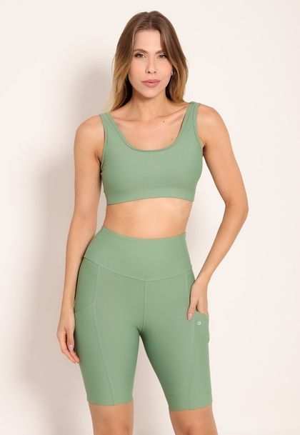 Conjunto Fitness Top Compress e Bermuda Tech High Perfor