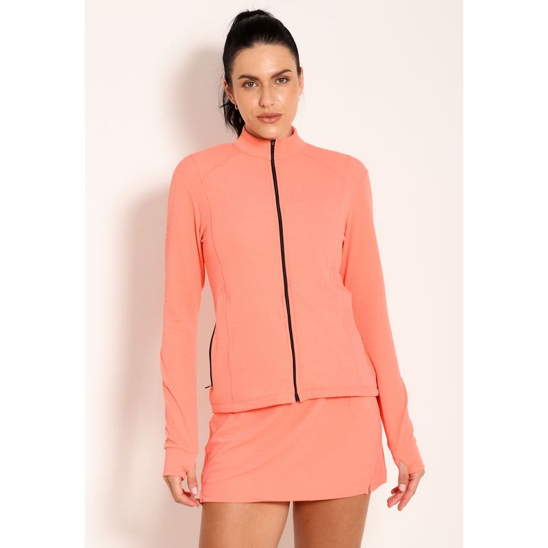 Conjunto Jaqueta Malhada e Short Saia Duna Com Recorte