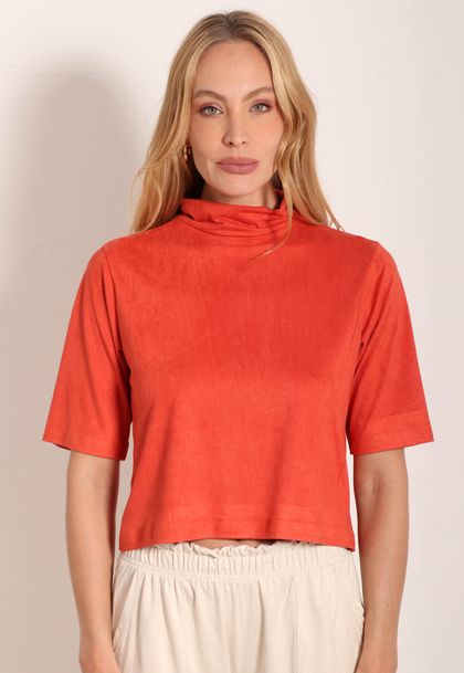 Blusa Suede Gola Alta Manga 2/4