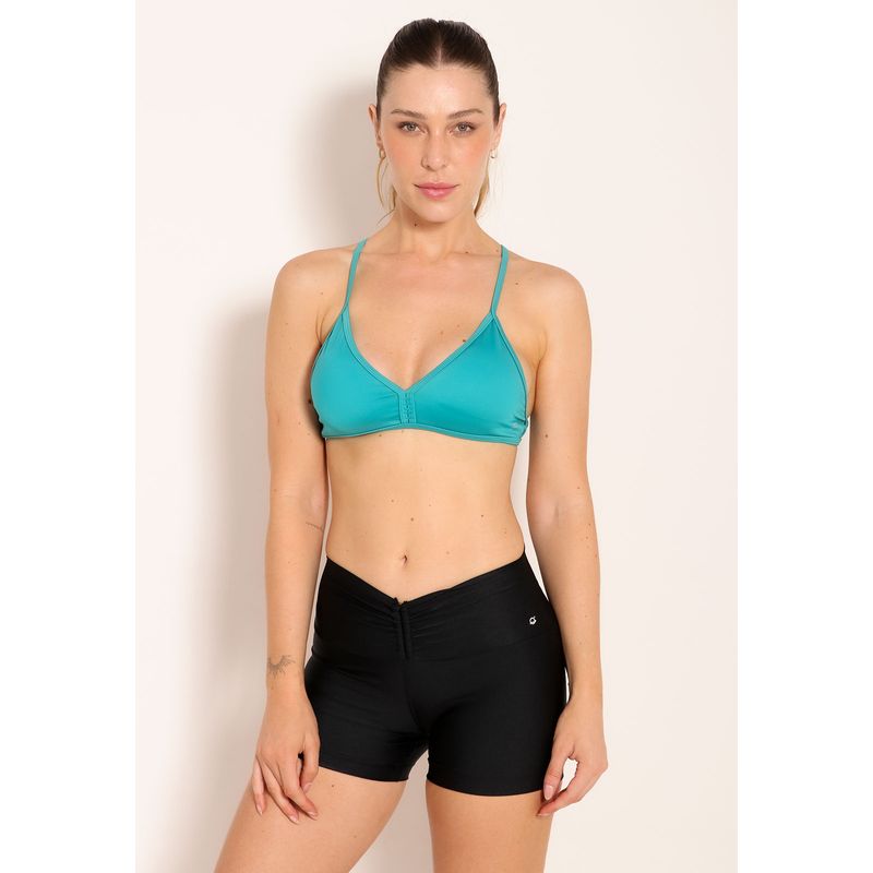 Conjunto Top High Decote V e Short Sport Com Puxador