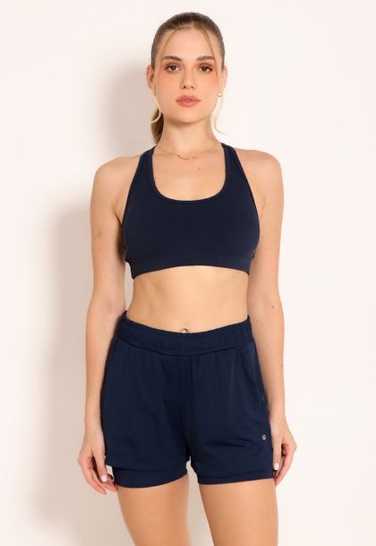 Conjunto Fitness Top Nadador Kelp e Shorts Dry Com Cordão