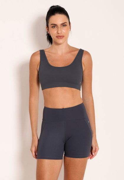 Conjunto Fitness Top Regata Kelp e Short Compress Com Bolso