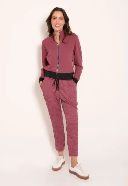 Conjunto Jaqueta e Calça Feminina Jogger Tricot Canelado