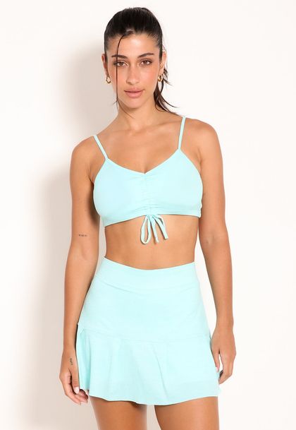 Conjunto Fitness Top Energy Com Puxador e Short Saia Tech