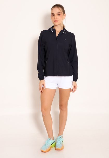 Conjunto Fitness Jaqueta Tactel Com Capuz e Shorts Run Sting