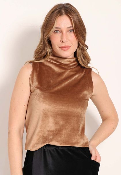 Blusa Malha Cotelê Gola Alta