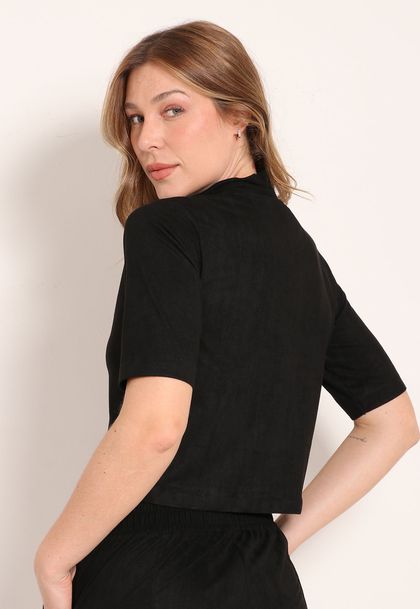 Blusa Suede Gola Alta Manga 2/4