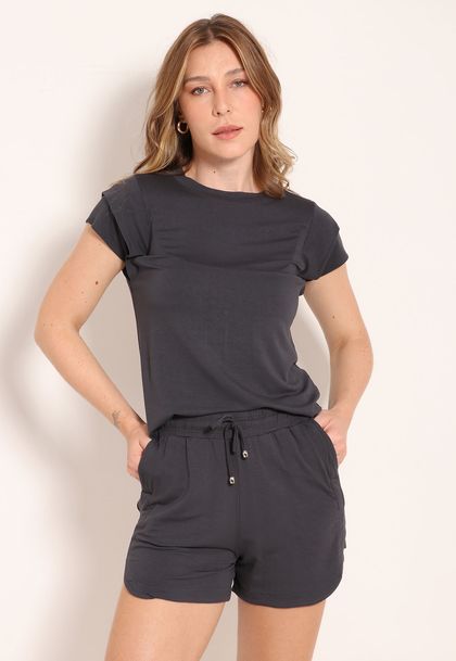 Shorts Com Bolso Frontal e Cordão de Ajuste
