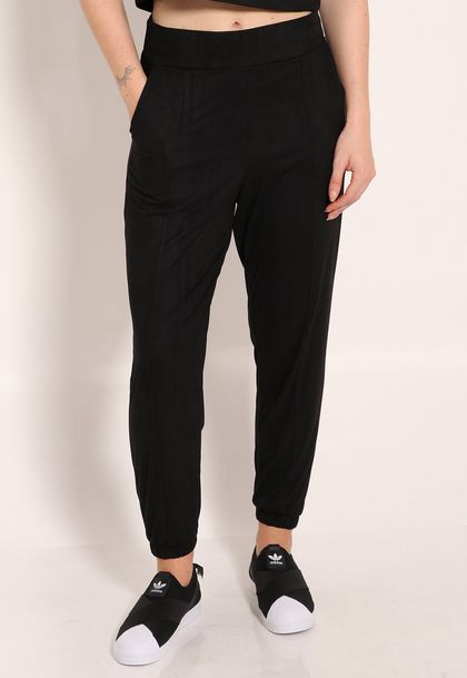 Calça Suede Jogger Com Bolsos Frontal