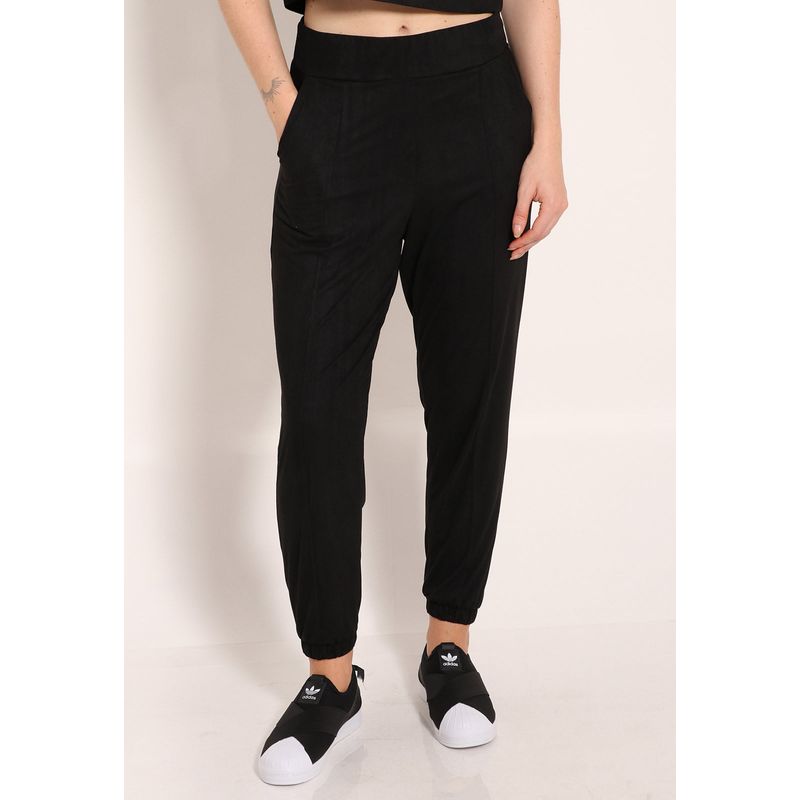 Calça Suede Jogger Com Bolsos Frontal