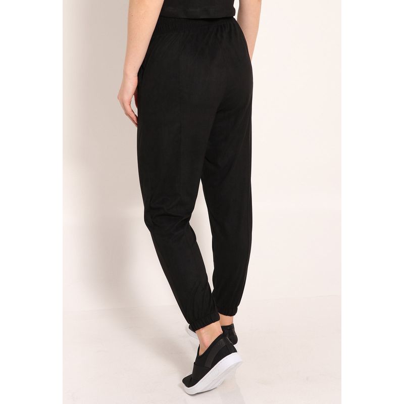 Calça Suede Jogger Com Bolsos Frontal