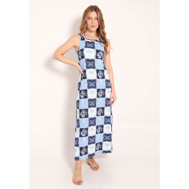 Vestido Fluxy Regata Decote Careca Stamp
