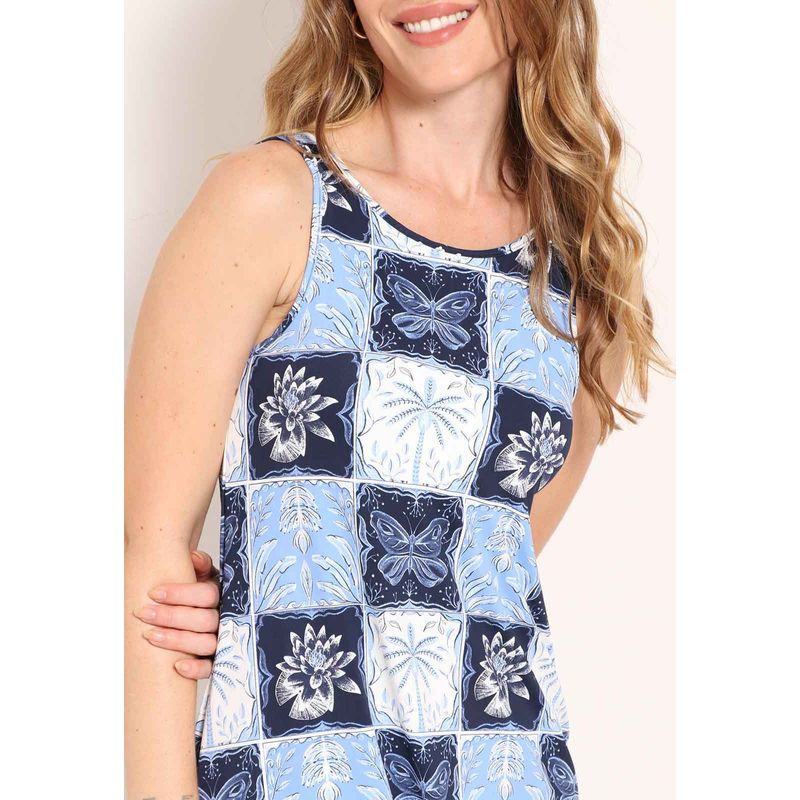 Vestido Fluxy Regata Decote Careca Stamp