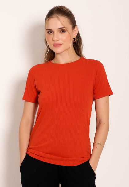 Camiseta Feminina Manga Curta Canelada