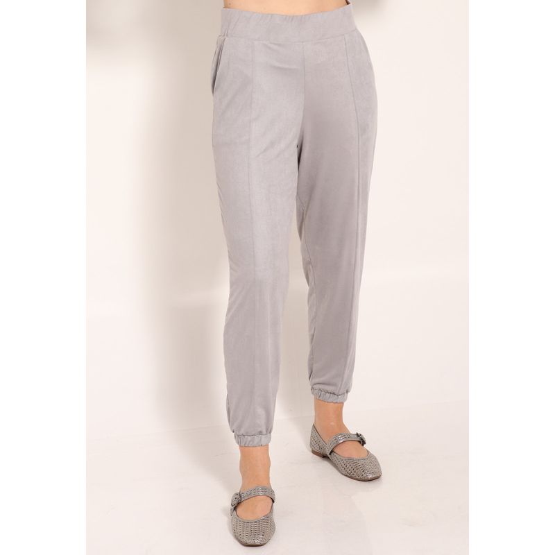 Calça Suede Jogger Com Bolsos Frontal