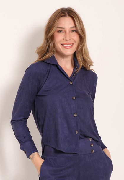 Camisa Suede Com Botão