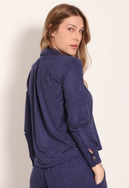 Camisa Suede Com Botão
