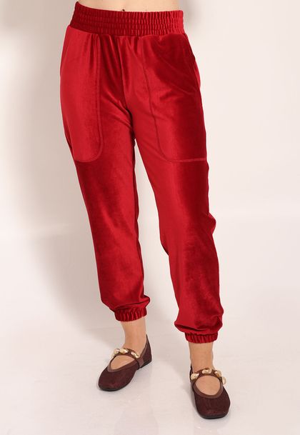 Calça Malha Cotelê Jogger Bolso Chapado