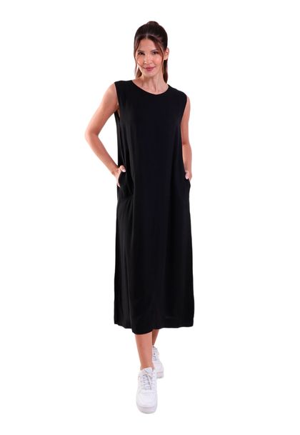 Vestido sem Manga com Botão Traseiro Heavy Twill