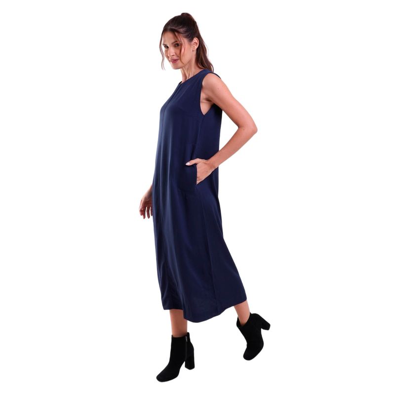 Vestido sem Manga com Botão Traseiro Heavy Twill