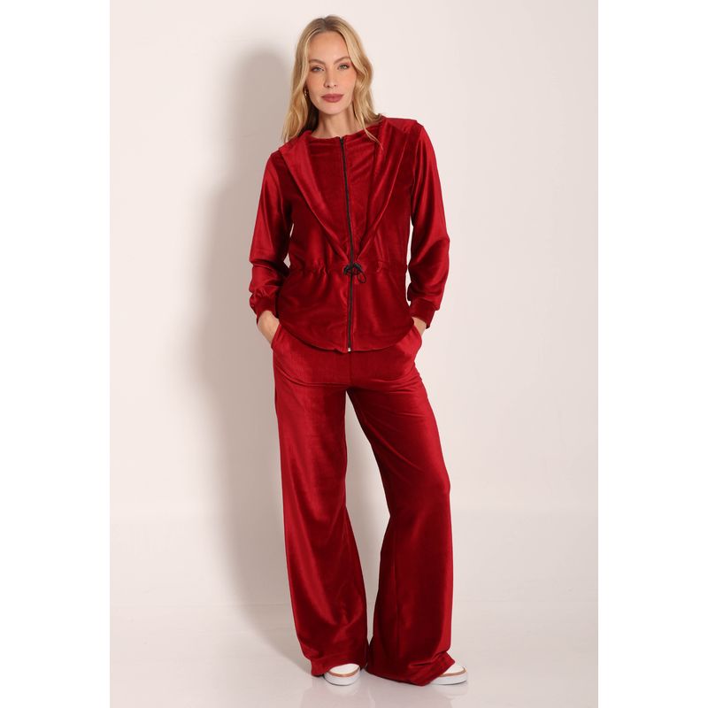 Conjunto Parka  Com Capuz e Calça Malha Pantalona Cotelê