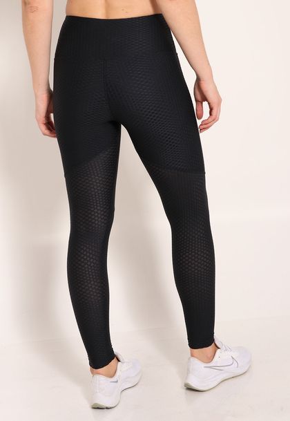 Calça Fitness Legging London Forrada com Recortes