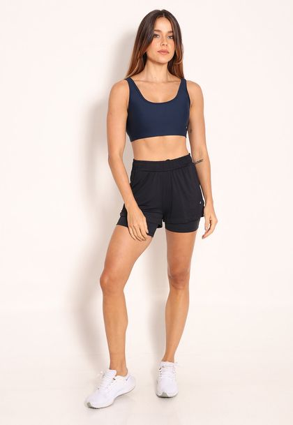 Conjunto Top Kelp Com Recorte e Shorts Elastic Dry Com Cordão