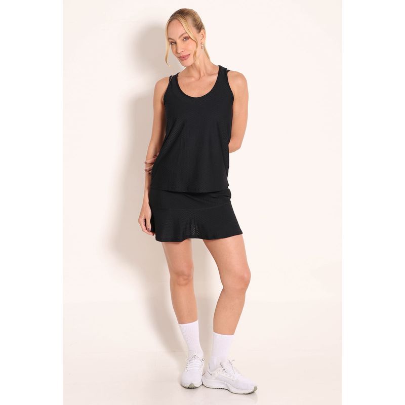 Conjunto Regata London com Recorte e Shorts Saia Com Babado