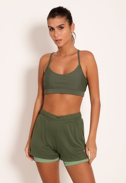 Conjunto Top Beach Cruzada e Shorts Run Sting Com Forro