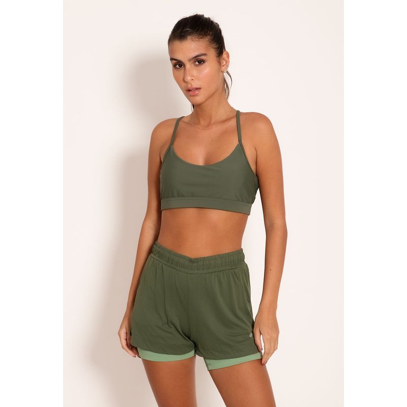 Conjunto Top Beach Cruzada e Shorts Run Sting Com Forro