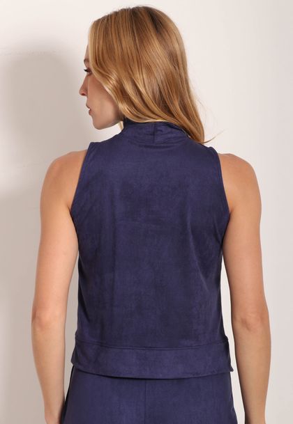 Regata Feminina Básica Suede Gola Alta