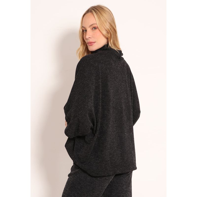 Poncho Gola Alta e Manga Curta Tricot Finlandia