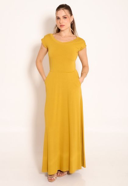 Vestido Feminino Longo com Bolso Frontal