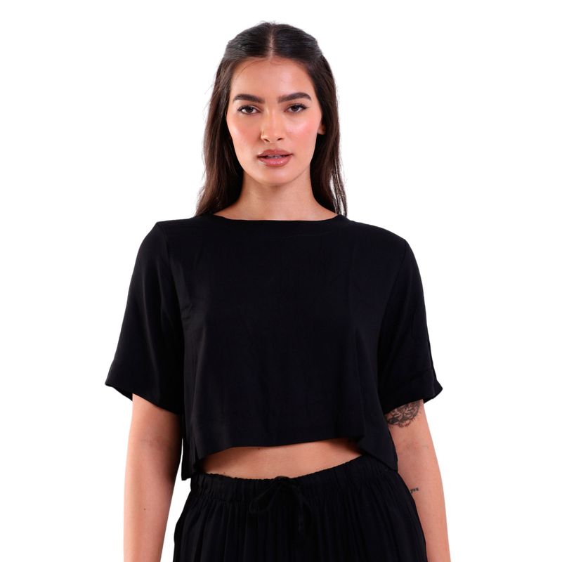 Blusa com Botão Traseiro Heavy Twill
