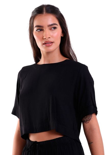Blusa com Botão Traseiro Heavy Twill